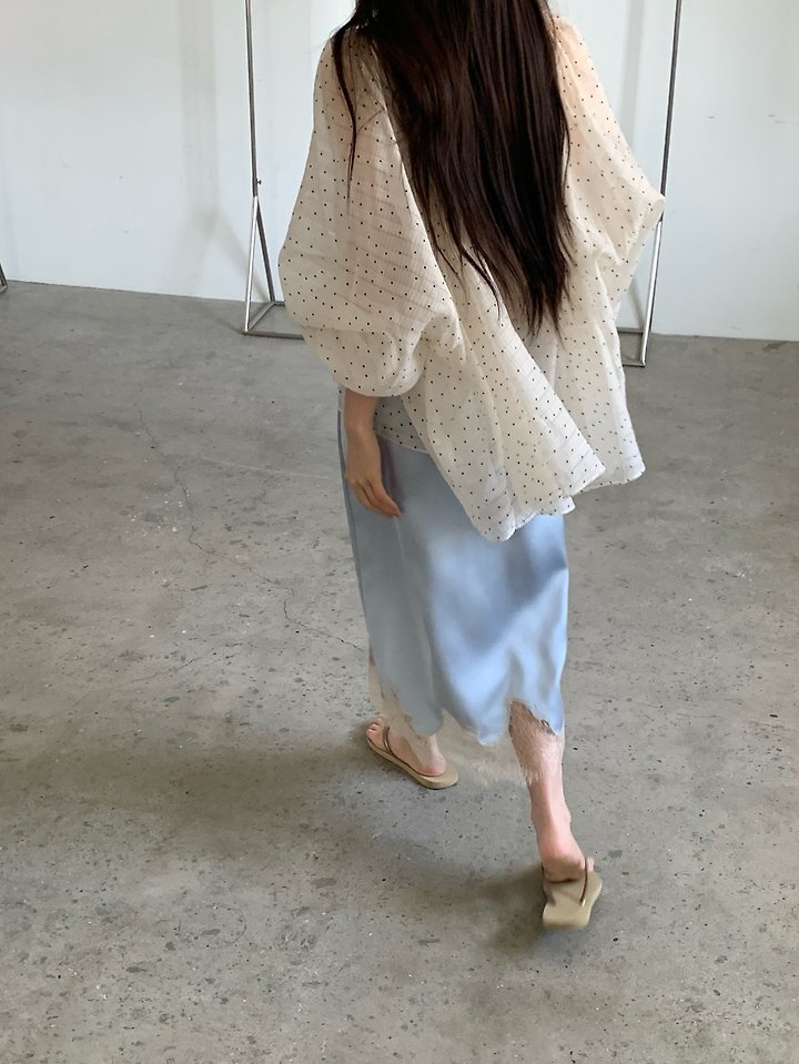 Logarden - Korean Women Fashion - #momslook - Dot Shirring Blouse - 12