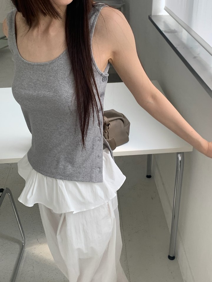 Logarden - Korean Women Fashion - #romanticstyle - Button Sleeveless Top - 6