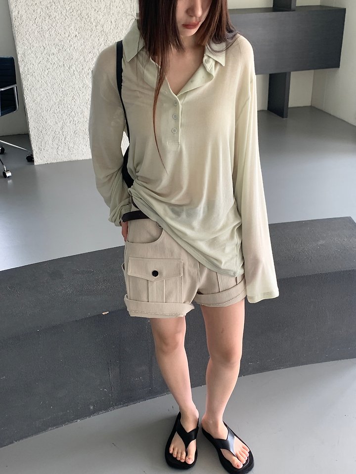 Logarden - Korean Women Fashion - #vintageinspired - Button Collar Tee - 10