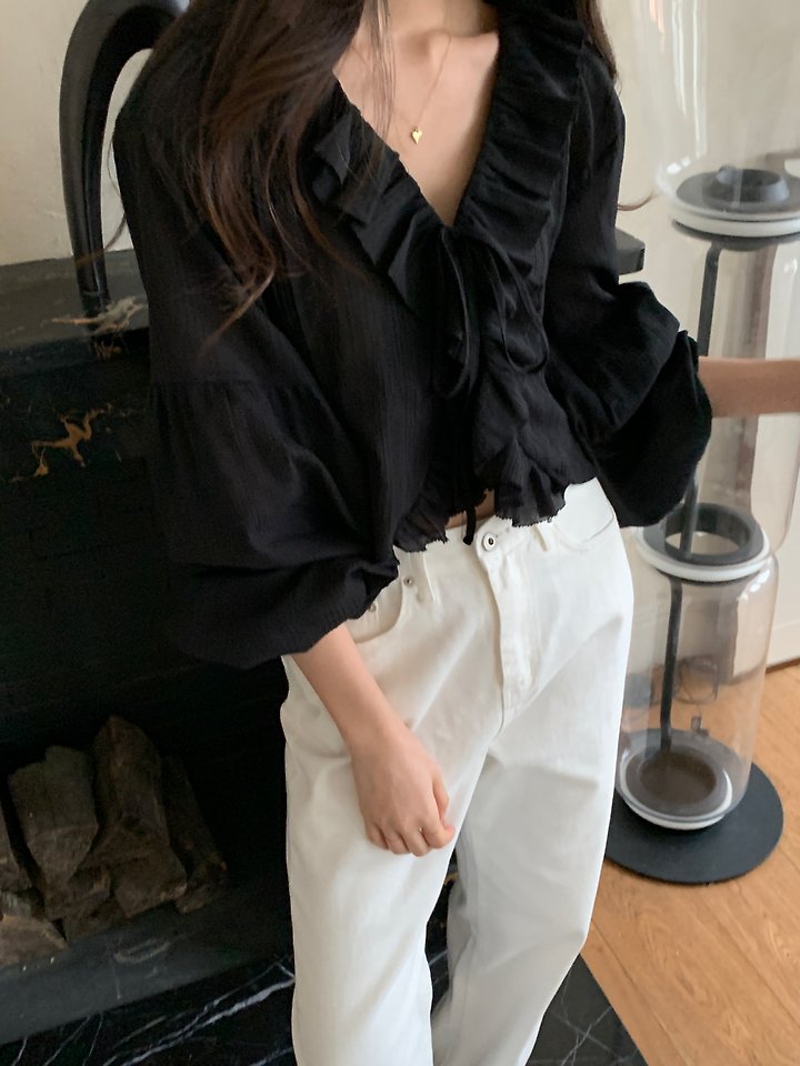 Logarden - Korean Women Fashion - #vintagekidsstyle - Frill Embroidery Blouse - 2