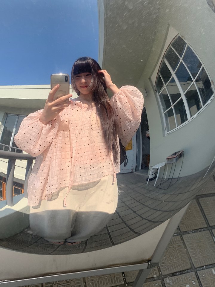 Logarden - Korean Women Fashion - #vintagekidsstyle - Dot Shirring Blouse - 3