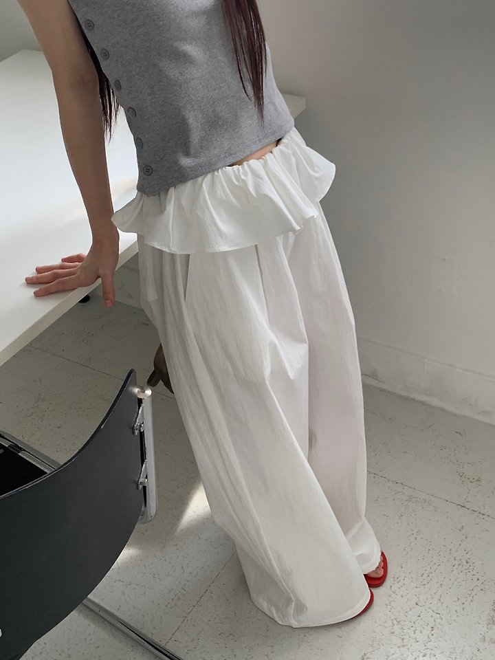 Logarden - Korean Women Fashion - #womensfashion - Ruffle Wide Pants - 3