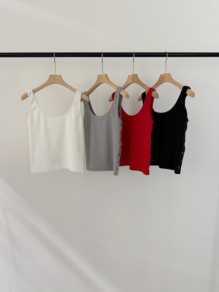Logarden - Korean Women Fashion - #womensfashion - Button Sleeveless Top