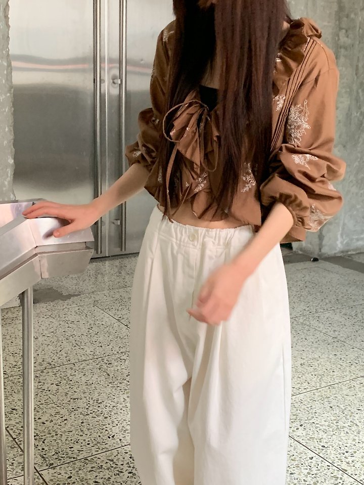 Logarden - Korean Women Fashion - #womensfashion - Frill Embroidery Blouse - 12