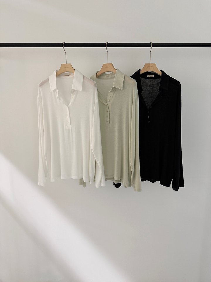 Logarden - Korean Women Fashion - #womensfashion - Button Collar Tee