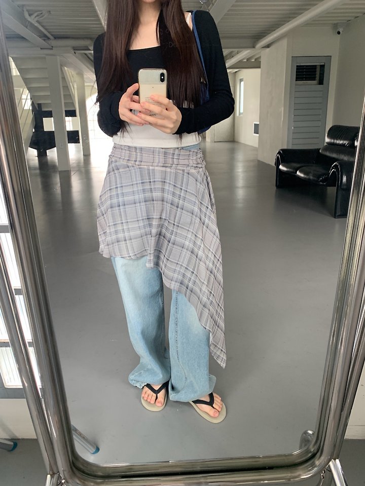 Logarden - Korean Women Fashion - #womensfashion - Check Wrap Skirt - 8