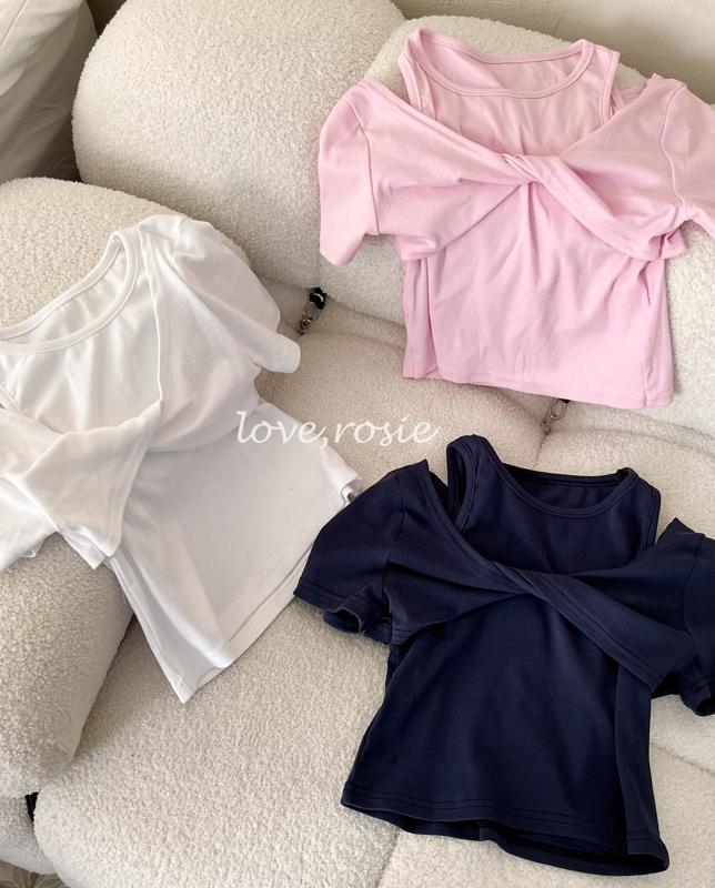 Love Rosie - Korean Children Fashion - #childrensboutique - Front Ribbon Layered Slim Tee