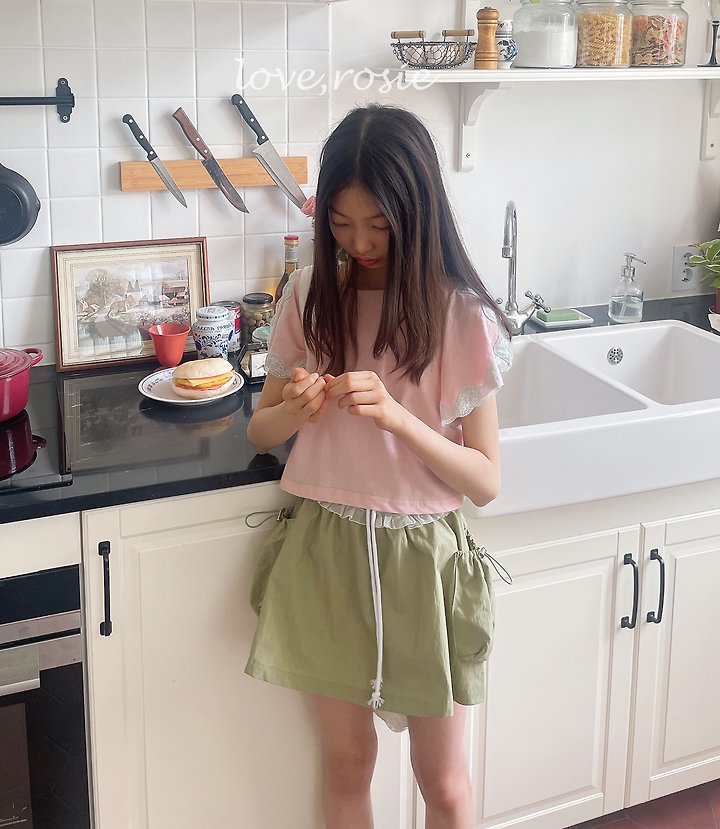 Love Rosie - Korean Children Fashion - #discoveringself - Shoulder Slit Lace Tee - 3
