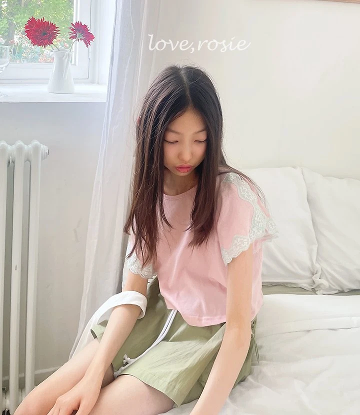 Love Rosie - Korean Children Fashion - #discoveringself - Shoulder Slit Lace Tee - 4