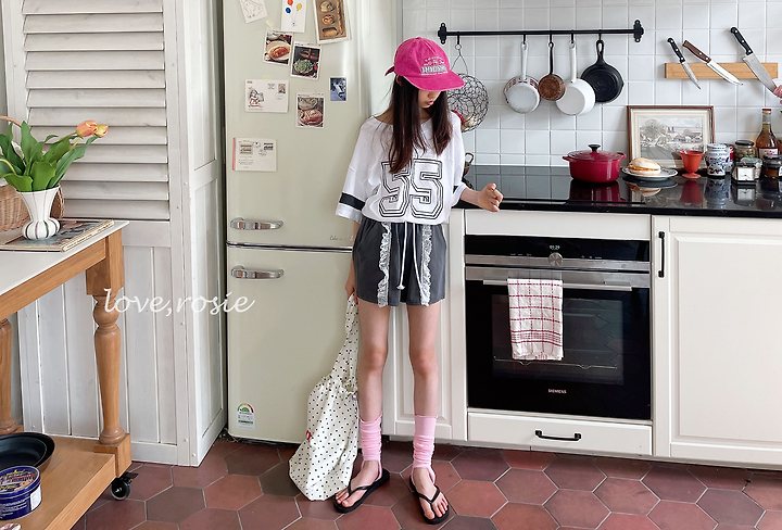 Love Rosie - Korean Children Fashion - #kidsshorts - Number V-Neck Boxy Tee - 6