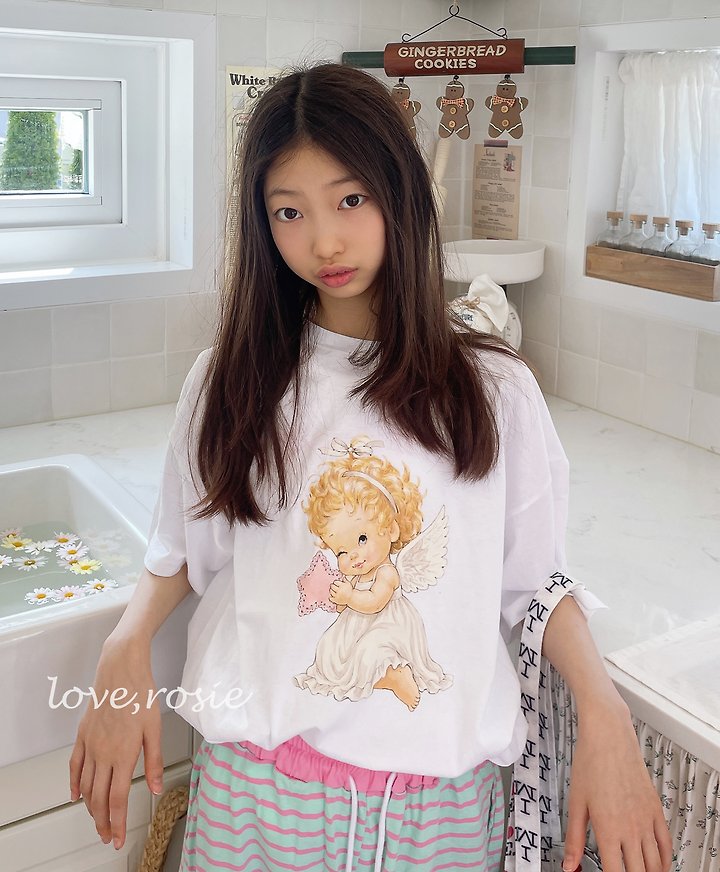 Love Rosie - Korean Children Fashion - #prettylittlegirls - Angel Loose Boxy Tee - 5