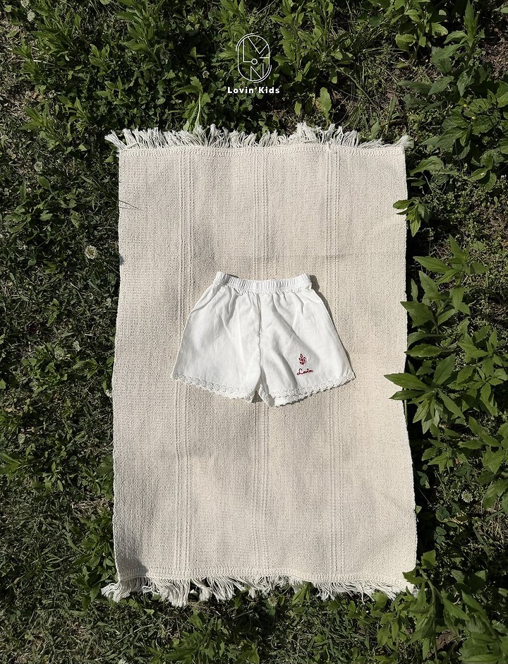 Lovin - Korean Baby Fashion - #babyboutique - Blanc Embroidery Shorts