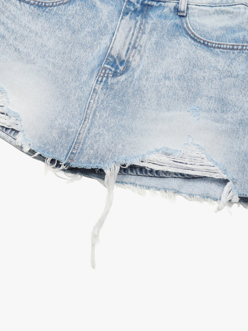 Made - Korean Women Fashion - #vintagekidsstyle - Haze Denim Skirt - 5