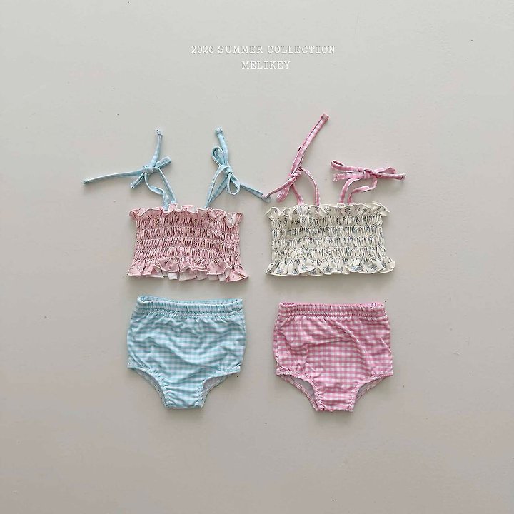 Melikey - Korean Children Fashion - #kidsshorts - Lily Check Swim Set