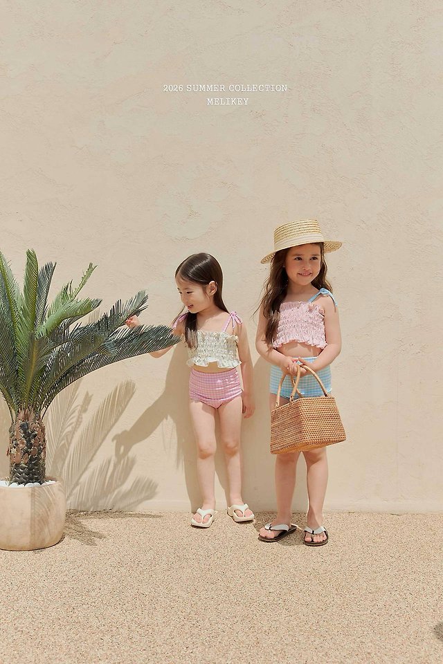 Melikey - Korean Children Fashion - #kidzfashiontrend - Lily Check Swim Set - 3