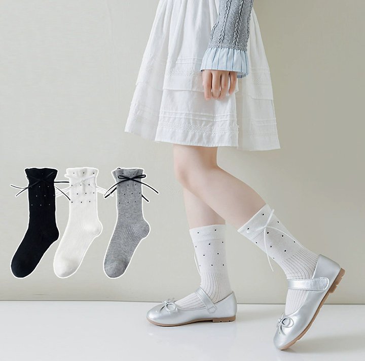 Miso - Korean Children Fashion - #Kfashion4kids - Tiny Dot Ribbon Socks - 2