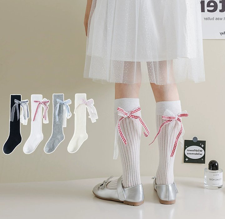 Miso - Korean Children Fashion - #Kfashion4kids - Ribbon Check Half Tights