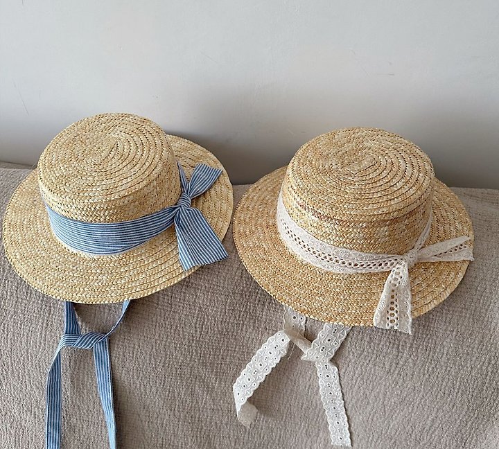 Miso - Korean Children Fashion - #childofig - White Blue Straw Hat - 7