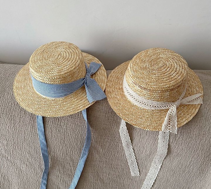 Miso - Korean Children Fashion - #childrensboutique - White Blue Straw Hat - 8