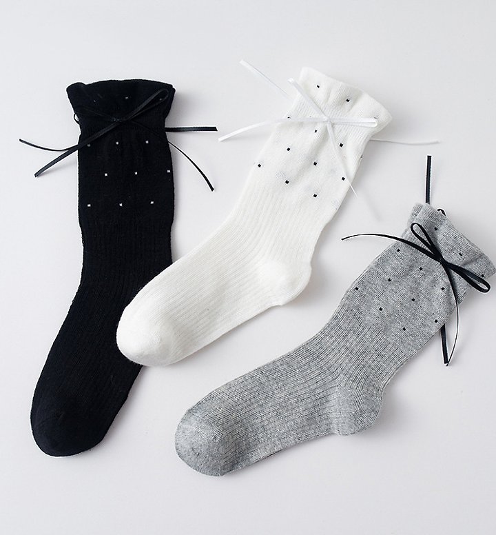 Miso - Korean Children Fashion - #childrensboutique - Tiny Dot Ribbon Socks - 9