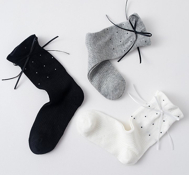 Miso - Korean Children Fashion - #designkidswear - Tiny Dot Ribbon Socks - 10