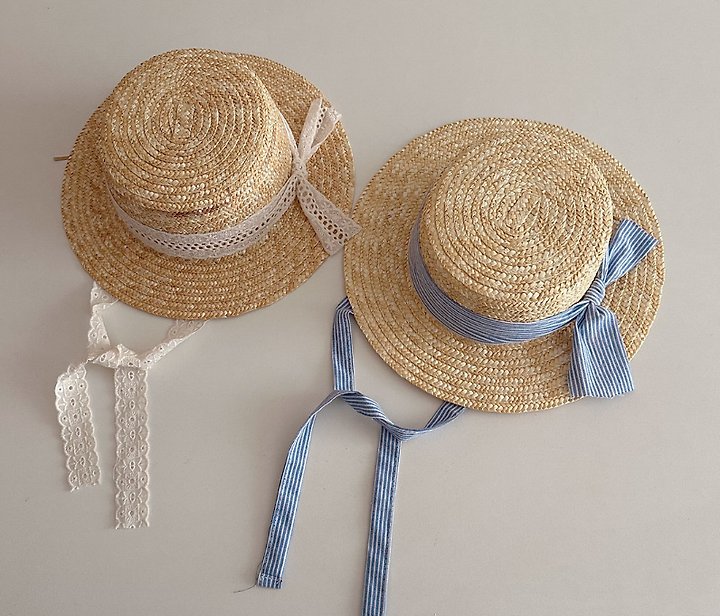 Miso - Korean Children Fashion - #discoveringself - White Blue Straw Hat - 10