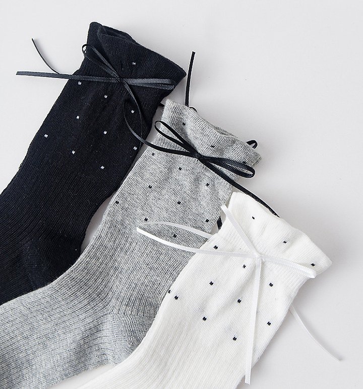 Miso - Korean Children Fashion - #discoveringself - Tiny Dot Ribbon Socks - 11