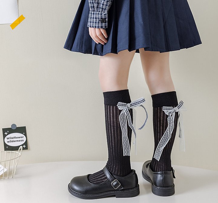 Miso - Korean Children Fashion - #discoveringself - Ribbon Check Half Tights - 10