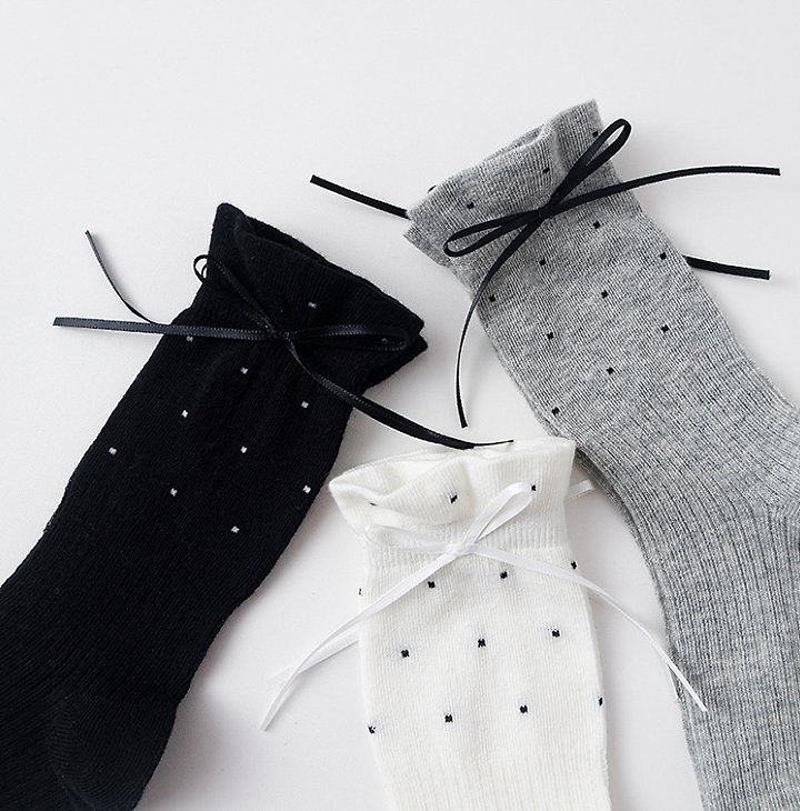 Miso - Korean Children Fashion - #fashionkids - Tiny Dot Ribbon Socks - 12