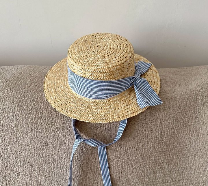 Miso - Korean Children Fashion - #kidsshorts - White Blue Straw Hat - 12