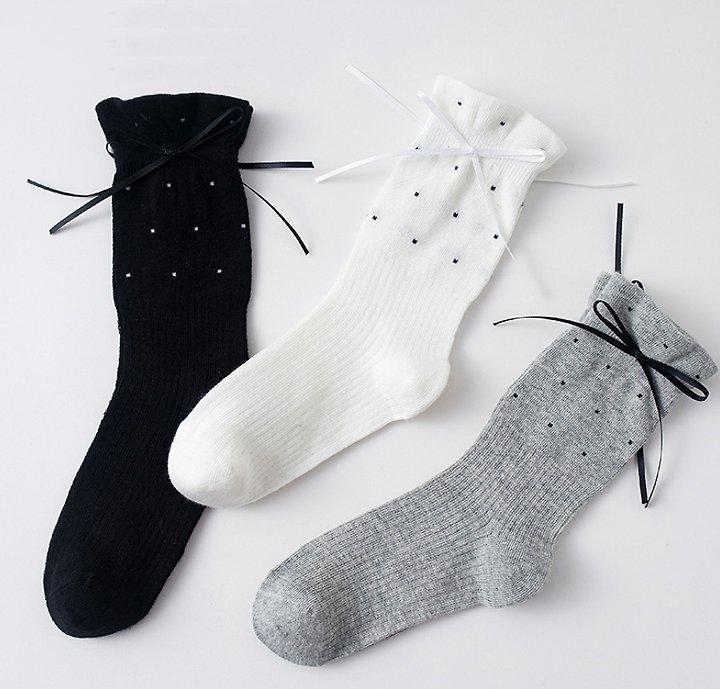 Miso - Korean Children Fashion - #littlefashionista - Tiny Dot Ribbon Socks - 3