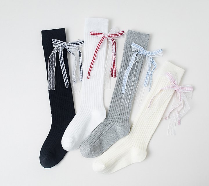 Miso - Korean Children Fashion - #littlefashionista - Ribbon Check Half Tights - 2