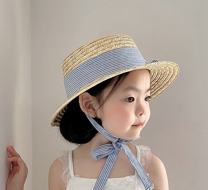 Miso - Korean Children Fashion - #magicofchildhood - White Blue Straw Hat