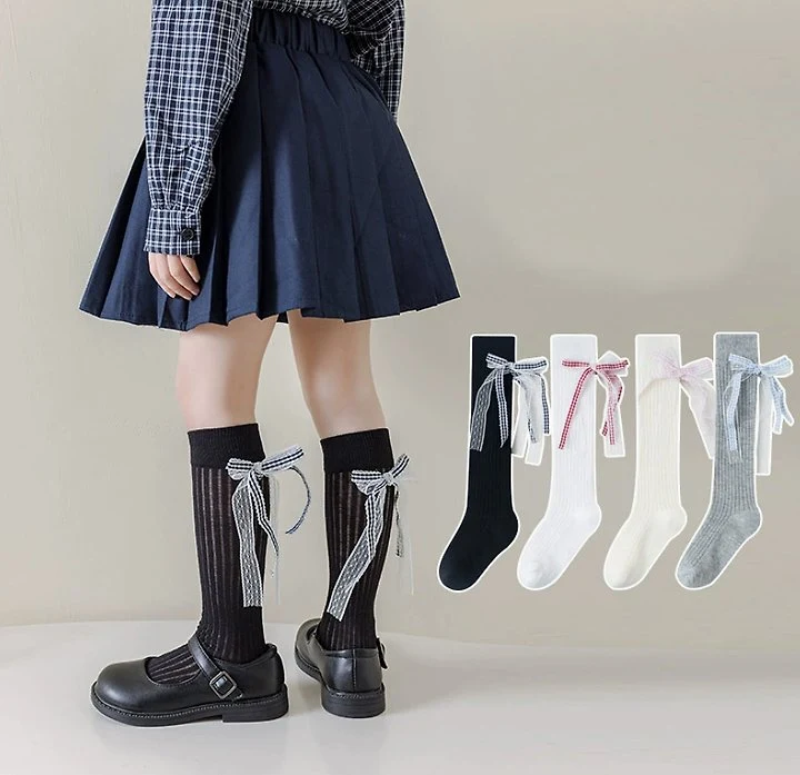 Miso - Korean Children Fashion - #magicofchildhood - Ribbon Check Half Tights - 3