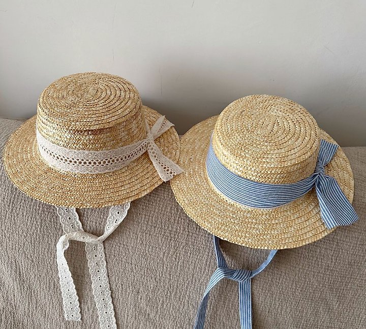 Miso - Korean Children Fashion - #minifashionista - White Blue Straw Hat - 2