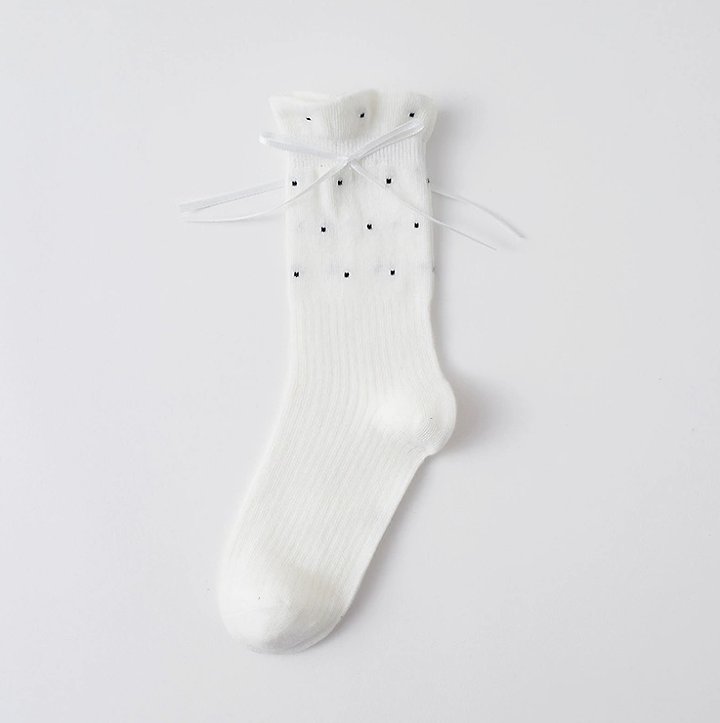 Miso - Korean Children Fashion - #prettylittlegirls - Tiny Dot Ribbon Socks - 6