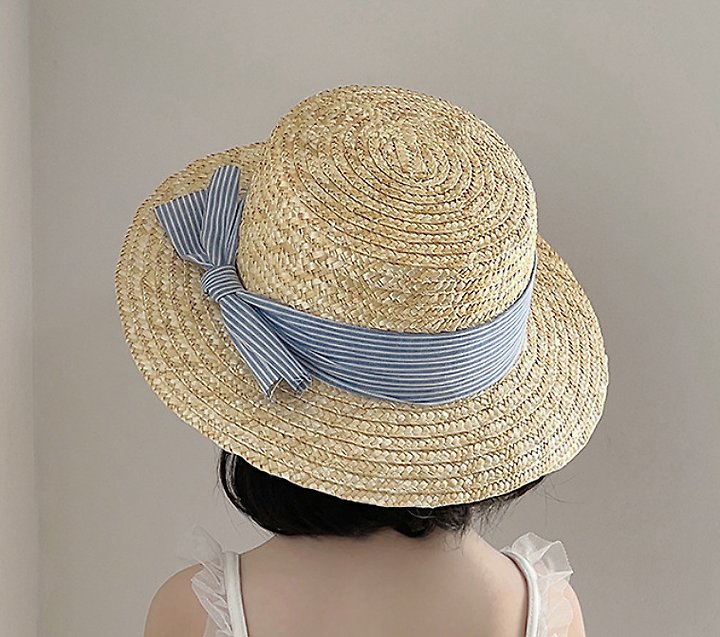 Miso - Korean Children Fashion - #stylishchildhood - White Blue Straw Hat - 6