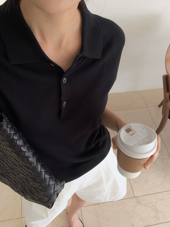 Moani - Korean Women Fashion - #momslook - Summer Silkwool Button Collor Knit - 3