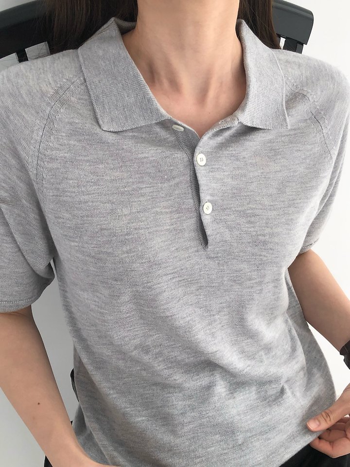 Moani - Korean Women Fashion - #momslook - Summer Silkwool Button Collor Knit - 5