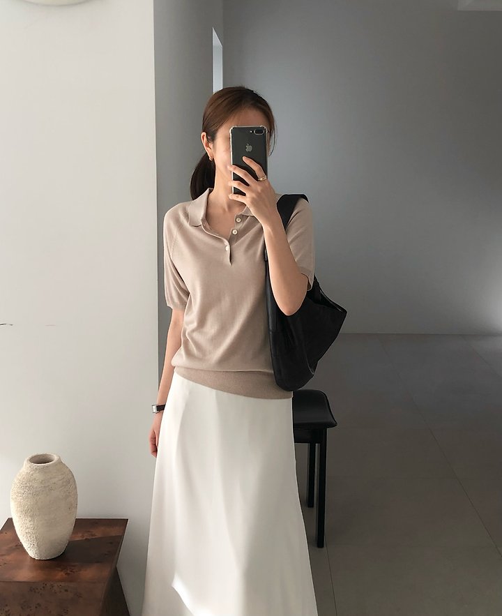 Moani - Korean Women Fashion - #momslook - Summer Silkwool Button Collor Knit - 9