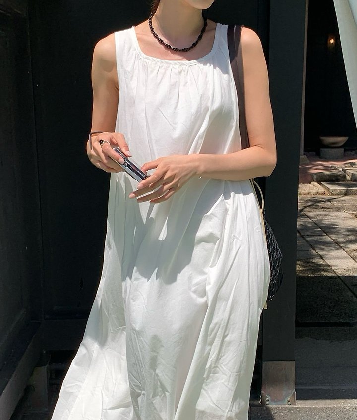 Moani - Korean Women Fashion - #momslook - Cotton Shirring Sleeveless One-piece - 8