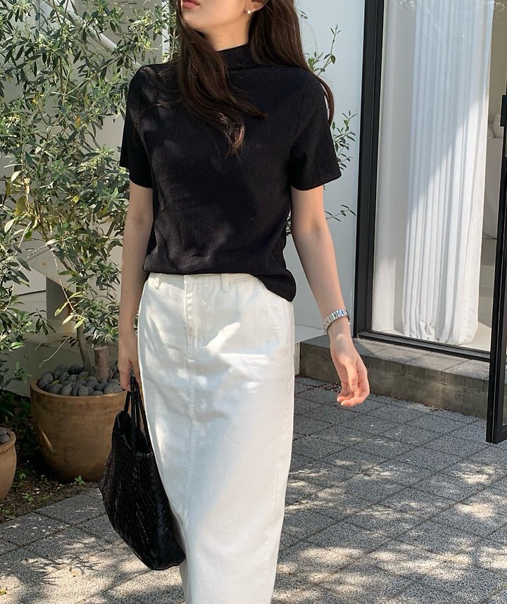 Moani - Korean Women Fashion - #momslook - Crease Mock Neck Top