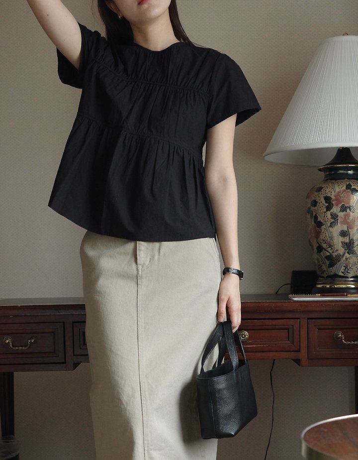 Moani - Korean Women Fashion - #womensfashion - Plain Shirring Blouse - 4