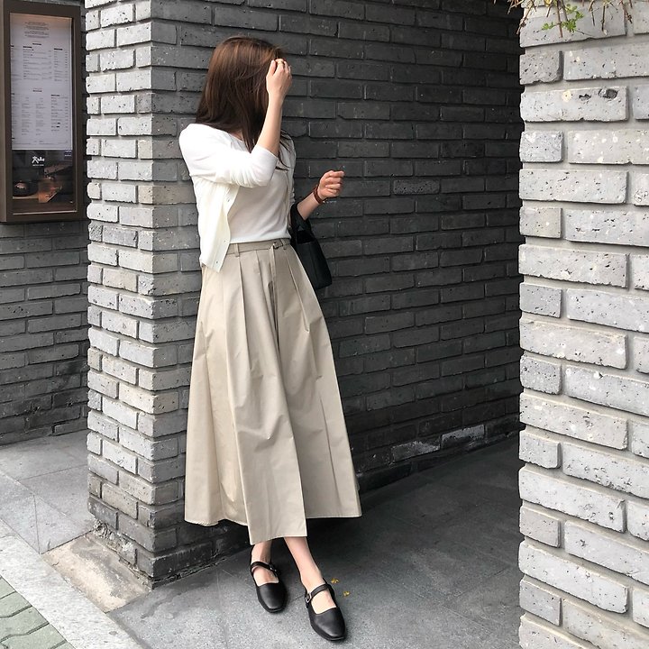 Moani - Korean Women Fashion - #momslook - Cotton Pleats Belted Skirt - 5