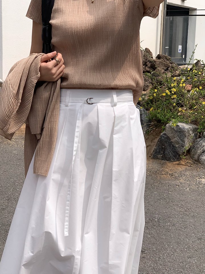 Moani - Korean Women Fashion - #momslook - Cotton Pleats Belted Skirt - 9
