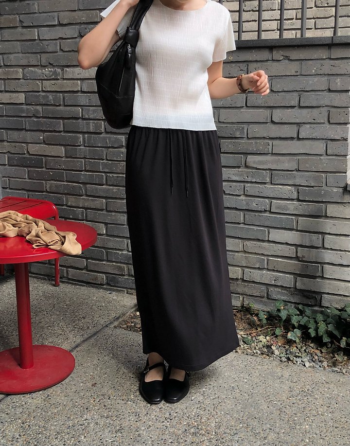 Moani - Korean Women Fashion - #momslook - Comfort Banded Maxi Skirt - 2