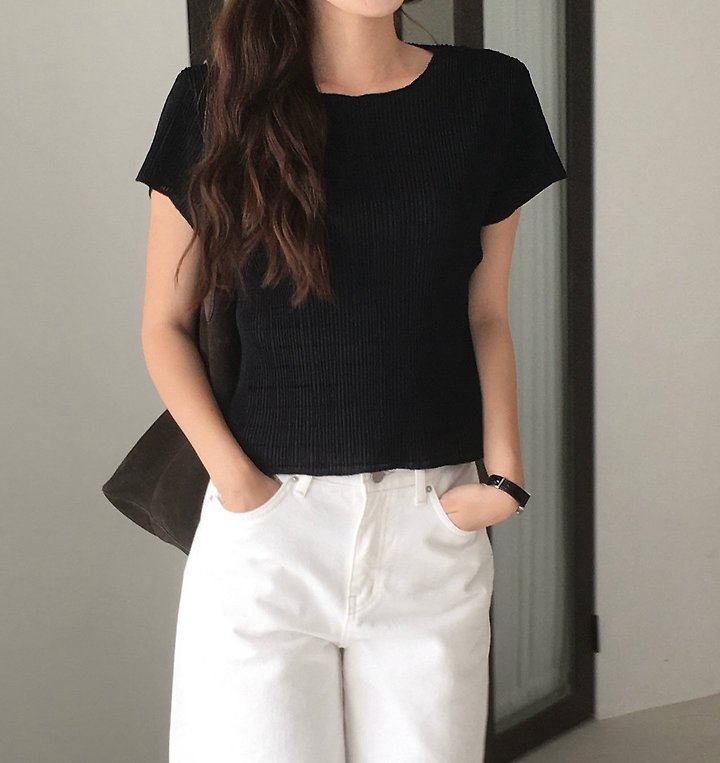 Moani - Korean Women Fashion - #momslook - Pleats O Neck Top - 3