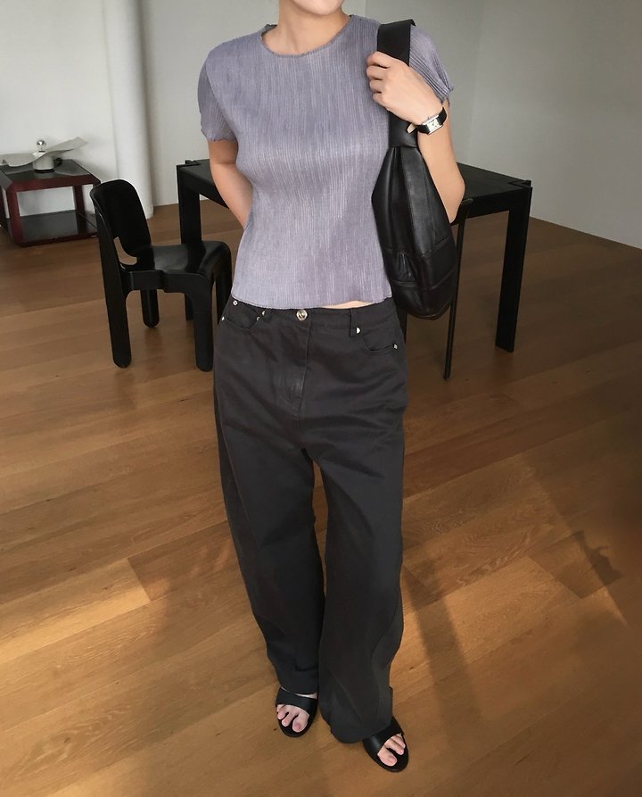 Moani - Korean Women Fashion - #momslook - Pleats O Neck Top - 5