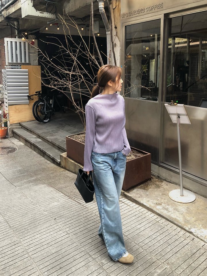 Moani - Korean Women Fashion - #momslook - Pleats Mock Neck Blouse - 5