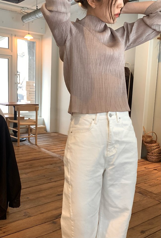 Moani - Korean Women Fashion - #momslook - Pleats Mock Neck Blouse - 9